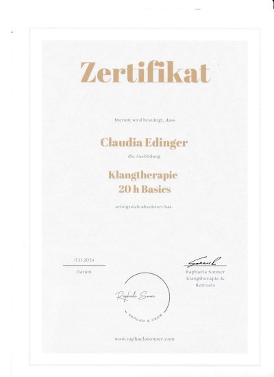 Zertifiziert in Klangtherapie