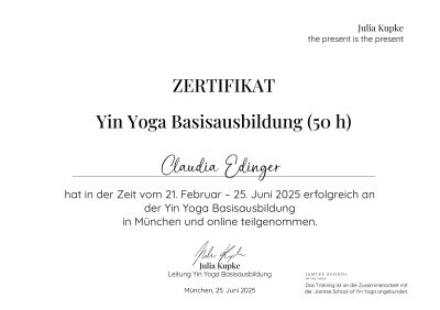 50-stündige Yin Yoga Basisausbildung